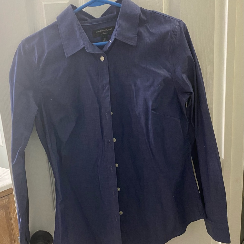 Banana republic Womens size 10 Taylored button up heathered navy color